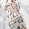 1011 new short-sleeved cotton and silk nightdress women's summer round neck can be worn outside medium and long loose high-end home skirt