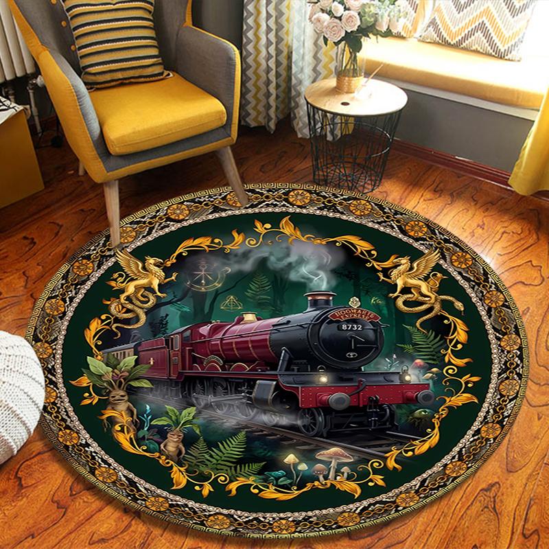 9 34 Red Trian Round Area Rug,Carpet Rug for Living Room Bedroom Sofa Playroom Decor,Non-slip Floor Mat 80cmx80cm