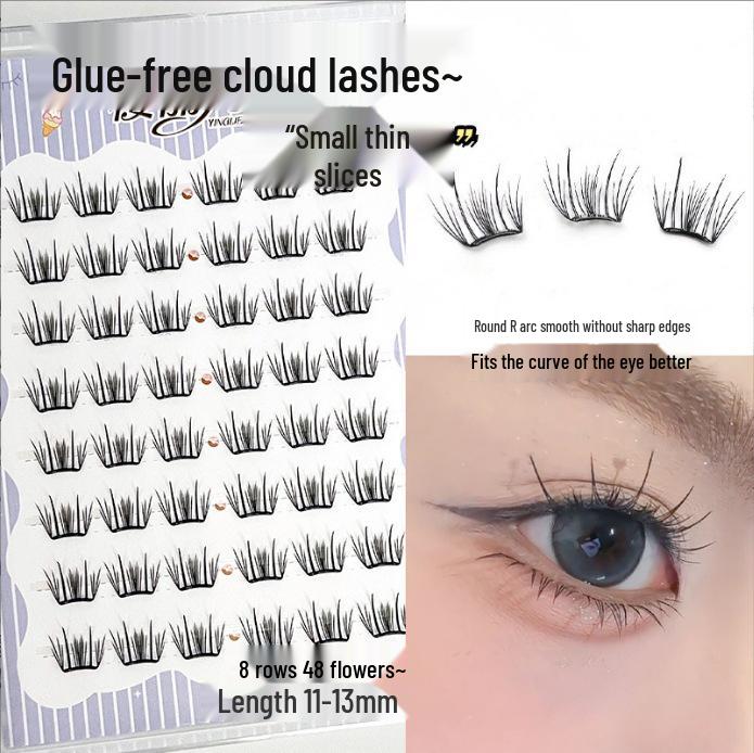 Ying Lier Natural Cluster Fox-Eye Eyelashes - Beginner-Friendly and Glue-Free