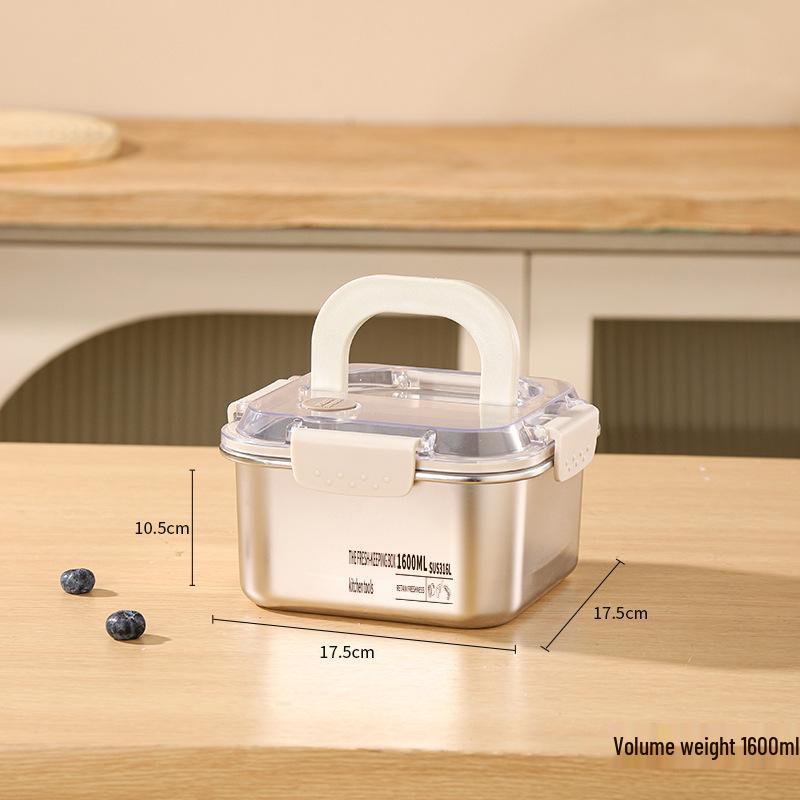 Portable 316 Stainless Steel Food-Grade Sealed Lunch Box with Lid for Fresh-Keeping and Picnic Use