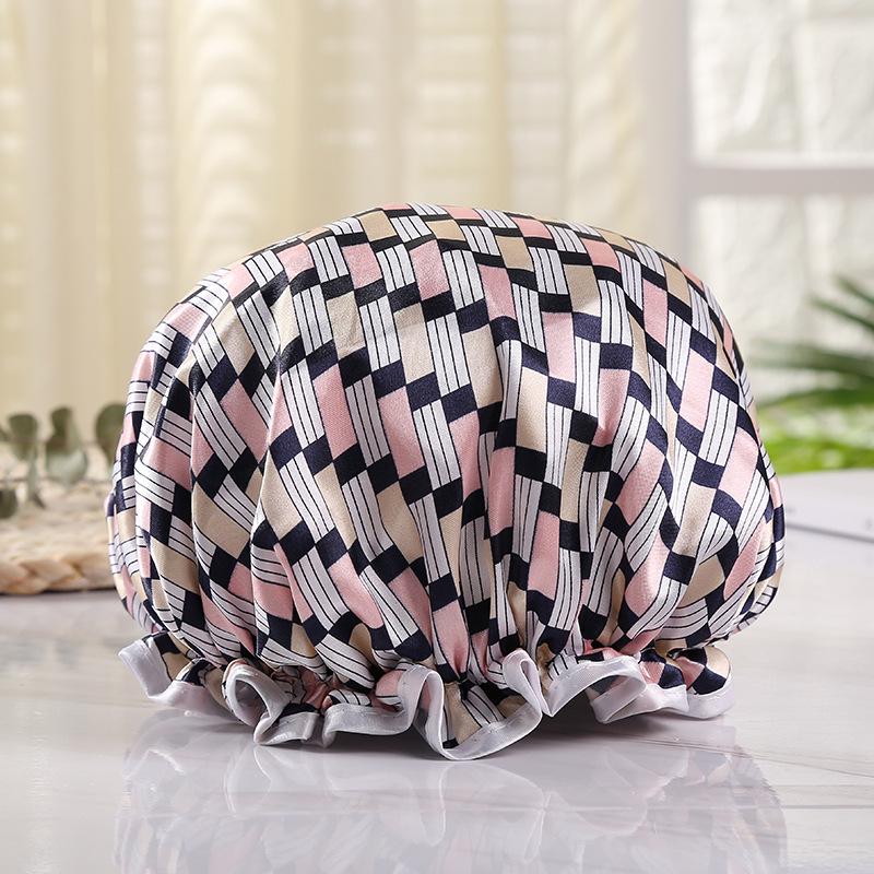 Double-Layer Waterproof Adult Bath & Hair Cap - Makeup, Kitchen, Anti-Oil, Thickened; Customizable Logo