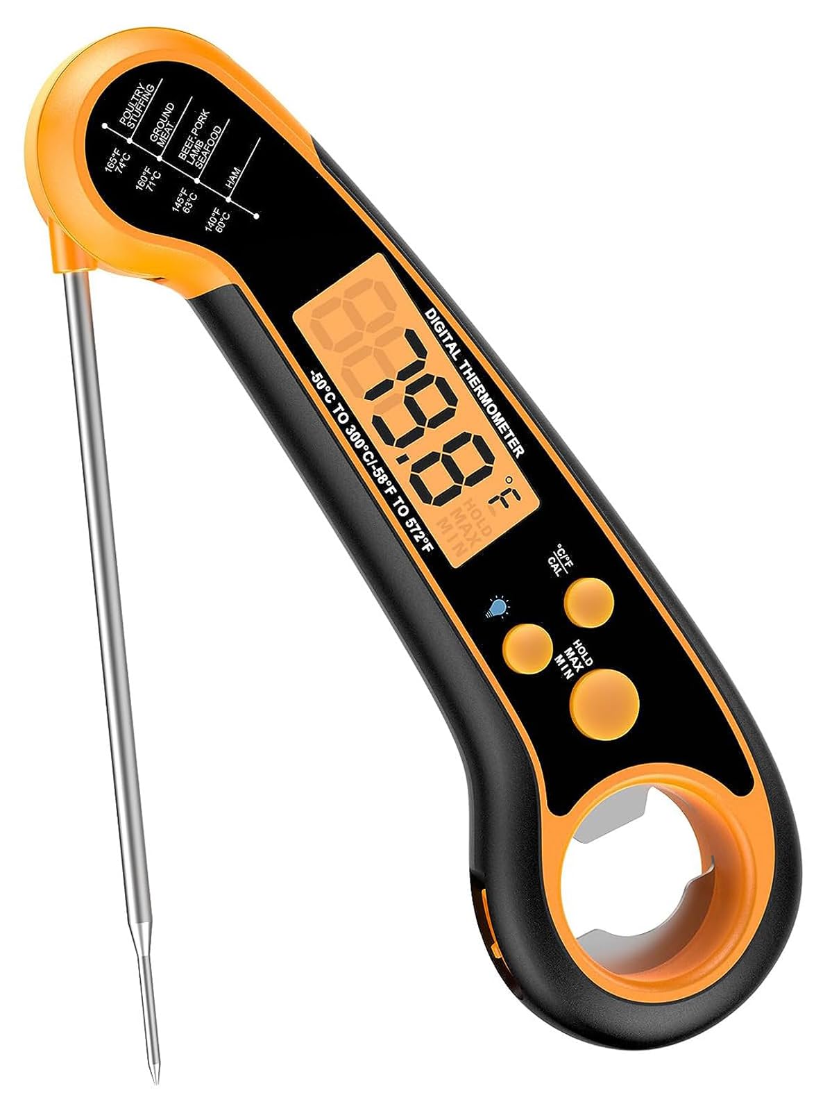 

Кулинарный термометр Цифровой кулинарный термометр Водонепроницаемый Моющийся Быстрое считывание Измерение за секунды Для измерения температуры жареного масла 3-5 оранжевый