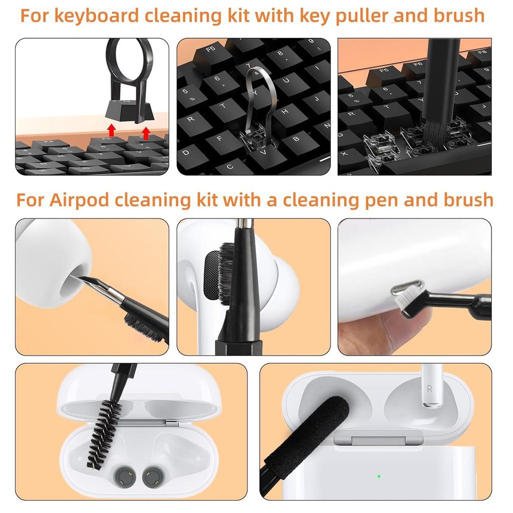 Laptop Phone Screen Earbud Cleaning Kit,20-in-1 Keyboard Cleaning Kit with Electronic Cleaning Brush Spray for Headphones, iPad, Phone,Camera,Computer