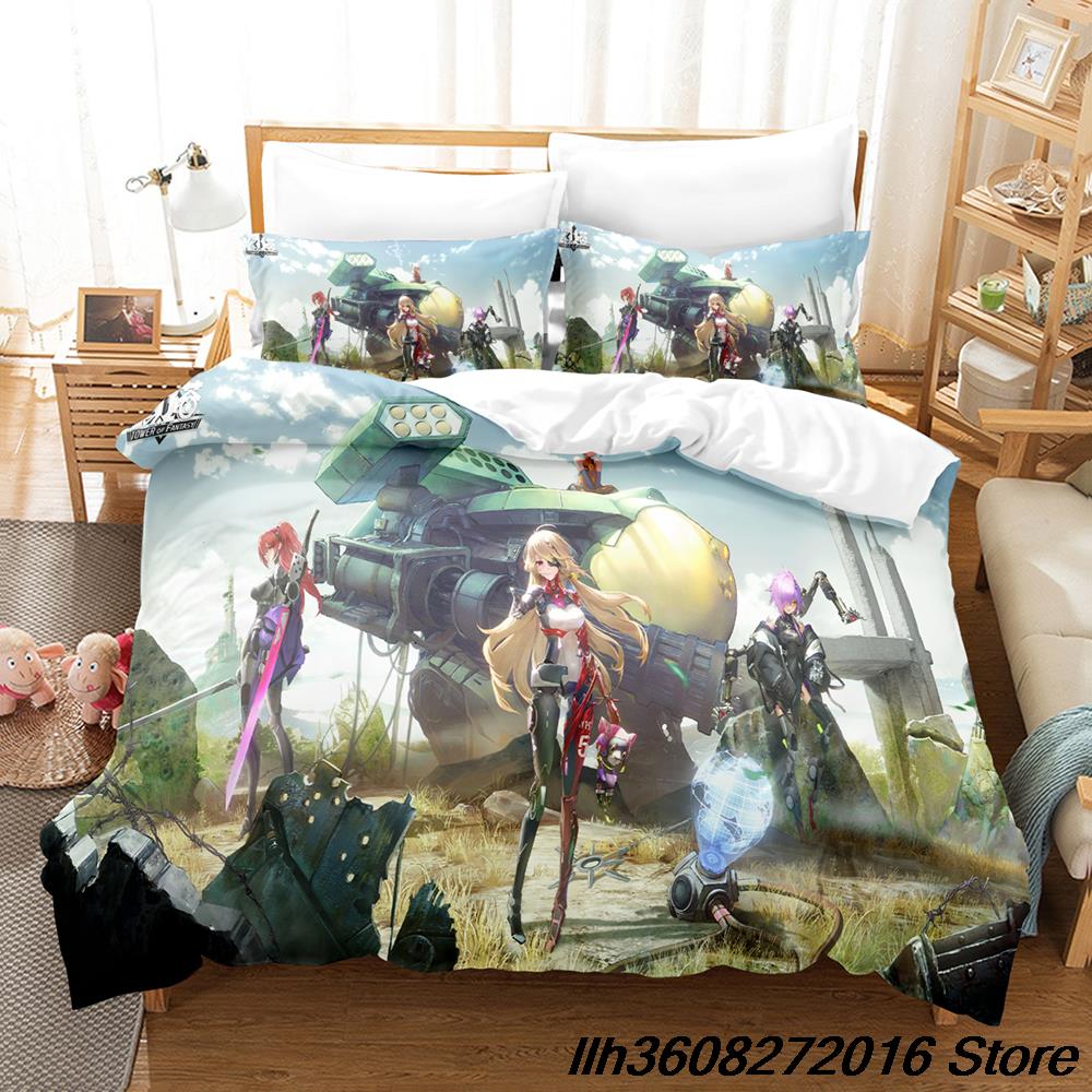 Comforter Tower Of Fantasy Bedding Set Single Twin Full Queen King Size Bed Set Adult Kid Bedroom Three-Piece Suits Anime Bed Sheet S