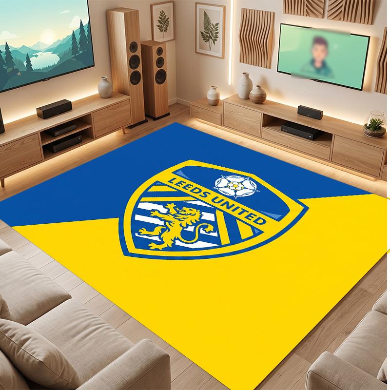Tappeto in Velluto di Cristallo con Stampa del Leeds United Football, Comodo Assorbente d'Acqua Antiscivolo Tappeto per Pavimenti Interni