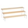1set 3-Tier Acrylic Action Figure Display Risers Wood Tiered Display Organizer Hoder for Minifigures Model Toys Ladder Shaped Dolls Shelf