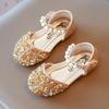 Mädchen Sprincess Schuhe Pailletten Perle Gold Rosa Sommer Kinder Sandalen Cover Toe 21-36 Kleinkind Mode Party Dance Kinder Flats