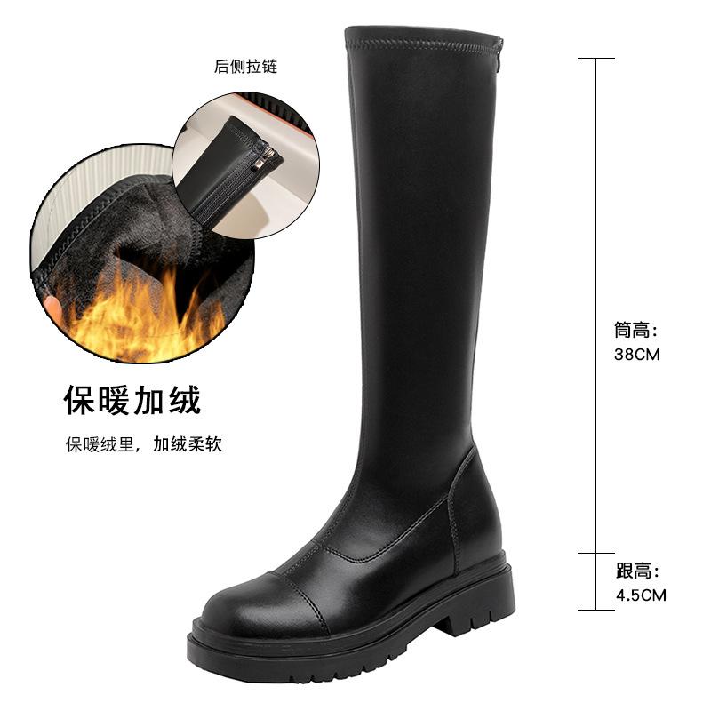

Новые осенне-зимние сапоги женские, но высотой до колена, сапоги-рыцари на платформе, эластичные тонкие сапоги из маленького вельвета 38