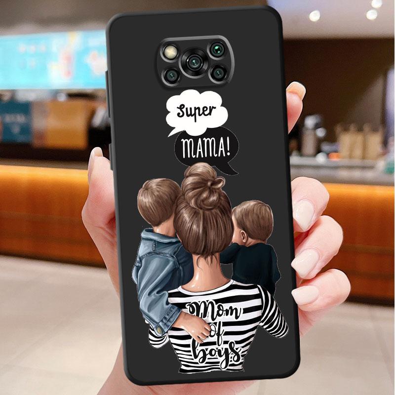 Black Brown Hair Girl Phone Case for Xiaomi Poco X4 F4 C40 M4 5G F3 GT M3 X3 NFC X3 Pro F1 X4 Pro X3 GT X4 GT Silicone Cover