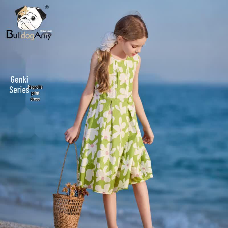 CHANZUIGOU Girls  Fresh Floral Cotton Summer Dress 160 cm