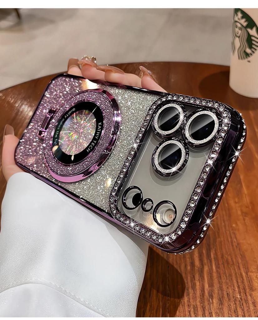Adatto per Custodia IPhone17/16 con Pellicola Lente 16 Anti-caduta 15 Strass Glitter Supporto Magnetico