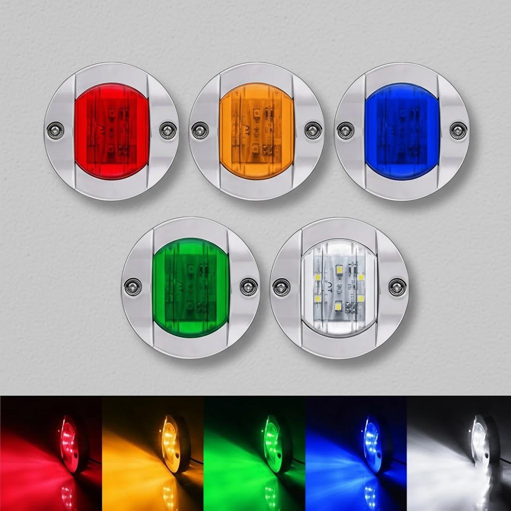 

12V Marine Boat LED Stern Light Round Cold White Tail Lamp Yacht Accessory Blue White Red Yellow Green жовтий