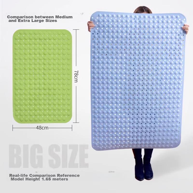 FARLEEHOMES Bathroom Non-Slip Mat, 80*120cm, Shower Floor Mat, Bathroom Foot Mat, Thickened with Suction Cups, Light Blue