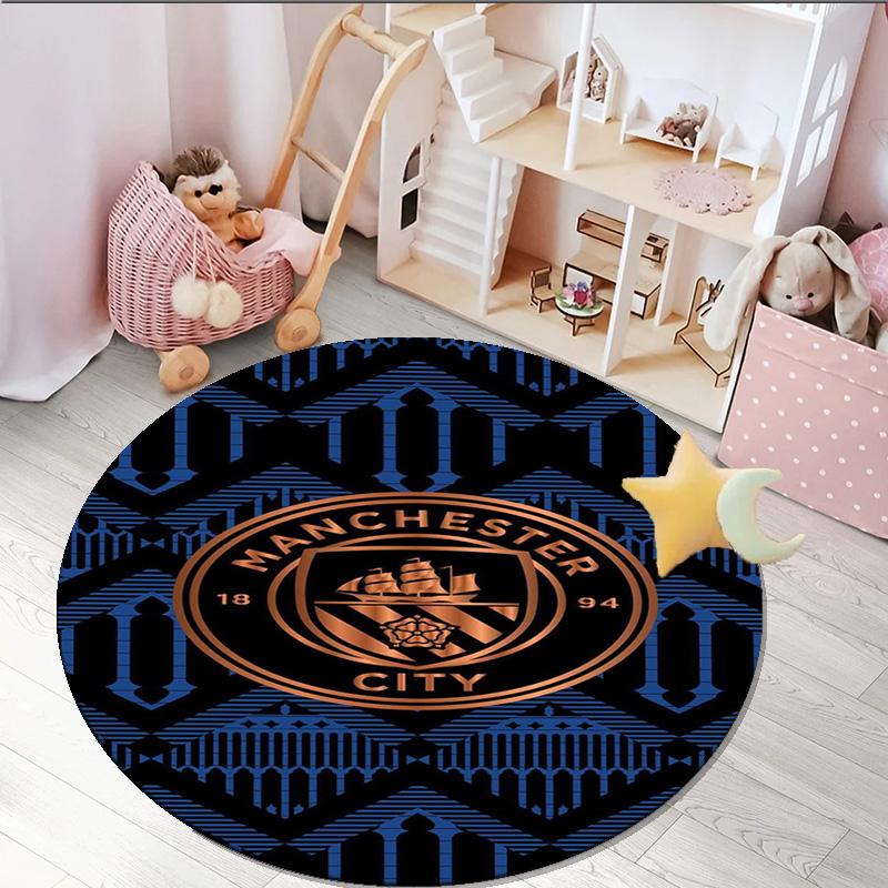 1pz Tappeto Rotondo Città Club di Calcio Stampato Tappeto Rotondo per Area, Tappeto per Casa Ufficio, Tappeto Rotondo per Sedia, Tappeto Decorativo Regali per Fan Regalo di Natale