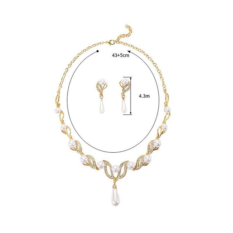 3Pc Women'S Wedding Season Imitation Pearl Flower Necklace Earrings Jewelry Set Wedding Date Party Holiday Gift-8916