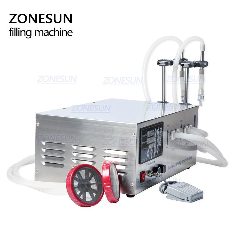 ZONESUN ZS-GZD1 Double Head 30-17000ML Semi Automatic Filling Machine Laundry Cooking Oil Hand Sanitizer Liquid Bottle Filling Machine