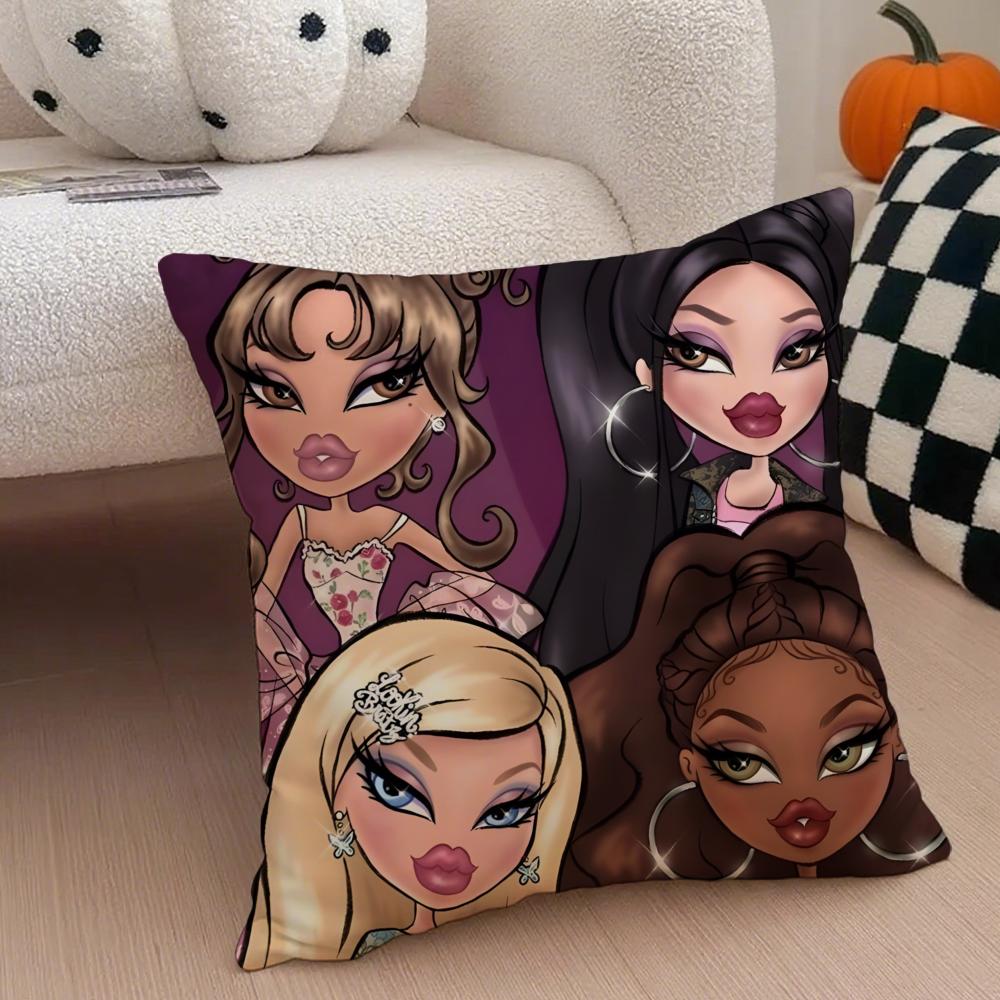 Stylish American Fashion Doll BBratz Cushion Cover Throw Pillow Cover Hidden Button Durable Polyester Chair Cushion