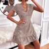 Summer Chic Floral Print V Neck Dress With Ruffle Hem For Casual And Beach Wear