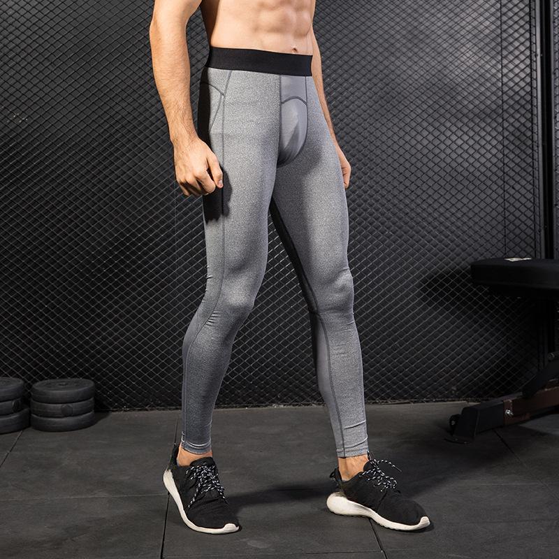 Men's Black Sports Pants Tight Training Active Pants & Tights Fitness Running Mesh Splicing Speed Drying Elastic Tight Pants 1040