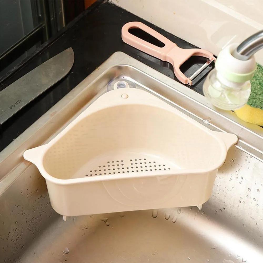 Gifts Portable Sink Drain Basket Suction Cup Hanging Storage Baskets Triangular Sponge Rag Storage Box