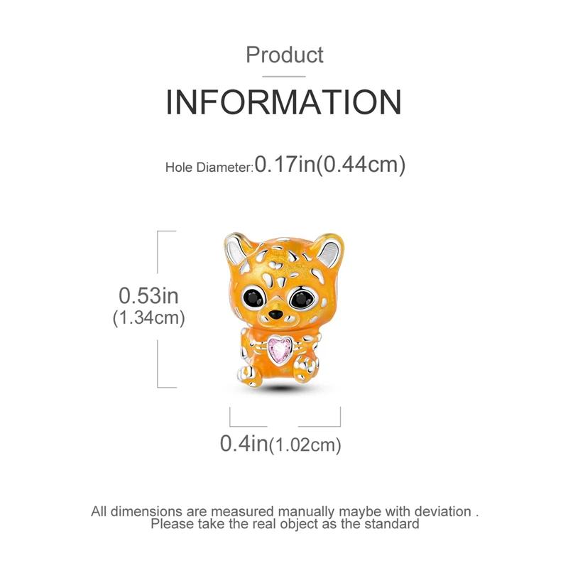 Cute Cheetah Heart-Shaped Beads Copper Plated Original Beads Fit Originalcharms Jewelry Gifts For Women