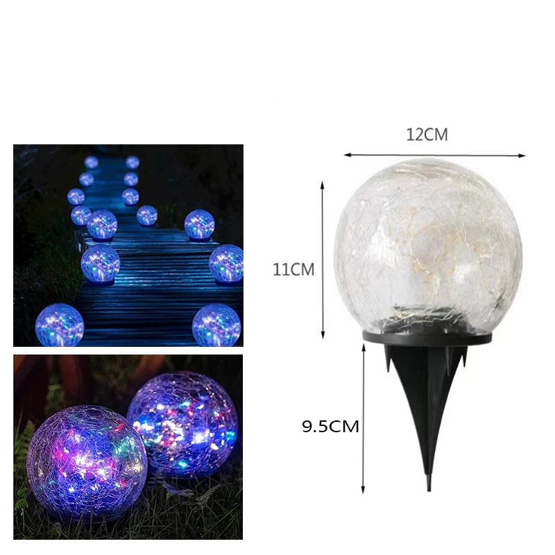 Outdoor Waterproof Led Solar Garden Lights Cracked Glass LED Lights for Walkway Path Patio Park Yard Light Holiday Decoration