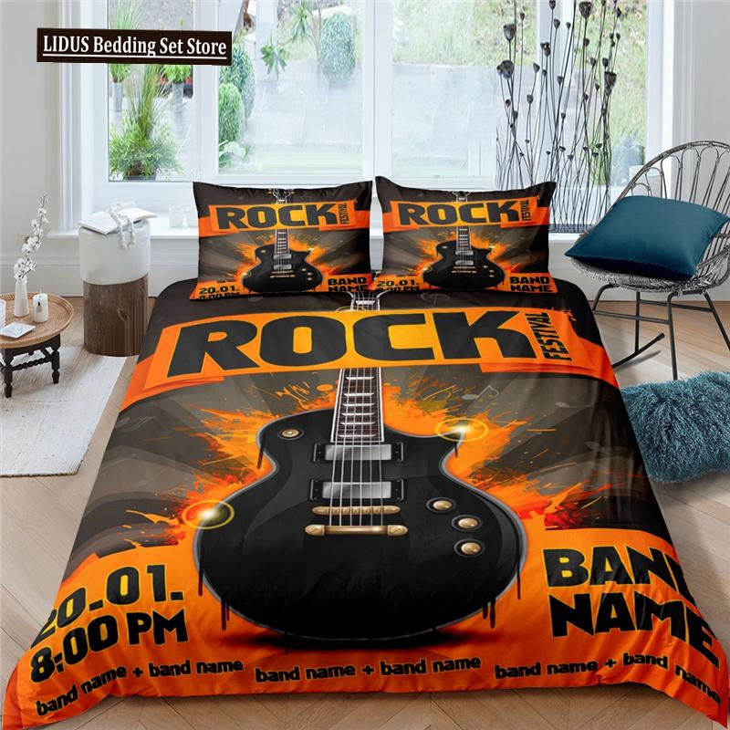 3d Music Notes Guitar Duvet Cover Set For Teens Adults Bedroom Decor 2/3pcs Music Bedding Sets Fashion Hip Hop Comforter Cover