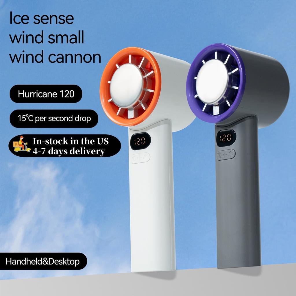 Ventilateur Portable Turbo Semi-Conducteur - 5 Vitesses, Écran LED, Batterie 2600mAh, Mini Ventilateur Poche Pour Voyage Et Camping