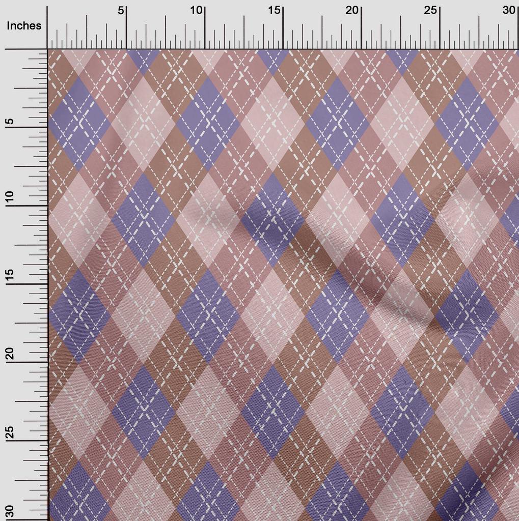 oneOone Cotton Flex Light Green Fabric Check Argyle Dress Material Fabric Print Fabric By The Yard 40 Inch