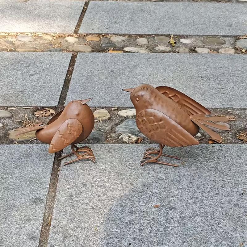 Vintage železná ptačí socha Ručně vyráběné zahradní dekorace s výraznýma očima Pro venkovní použití, terasu, trávník, vnitřní použití, Perfektní dárek