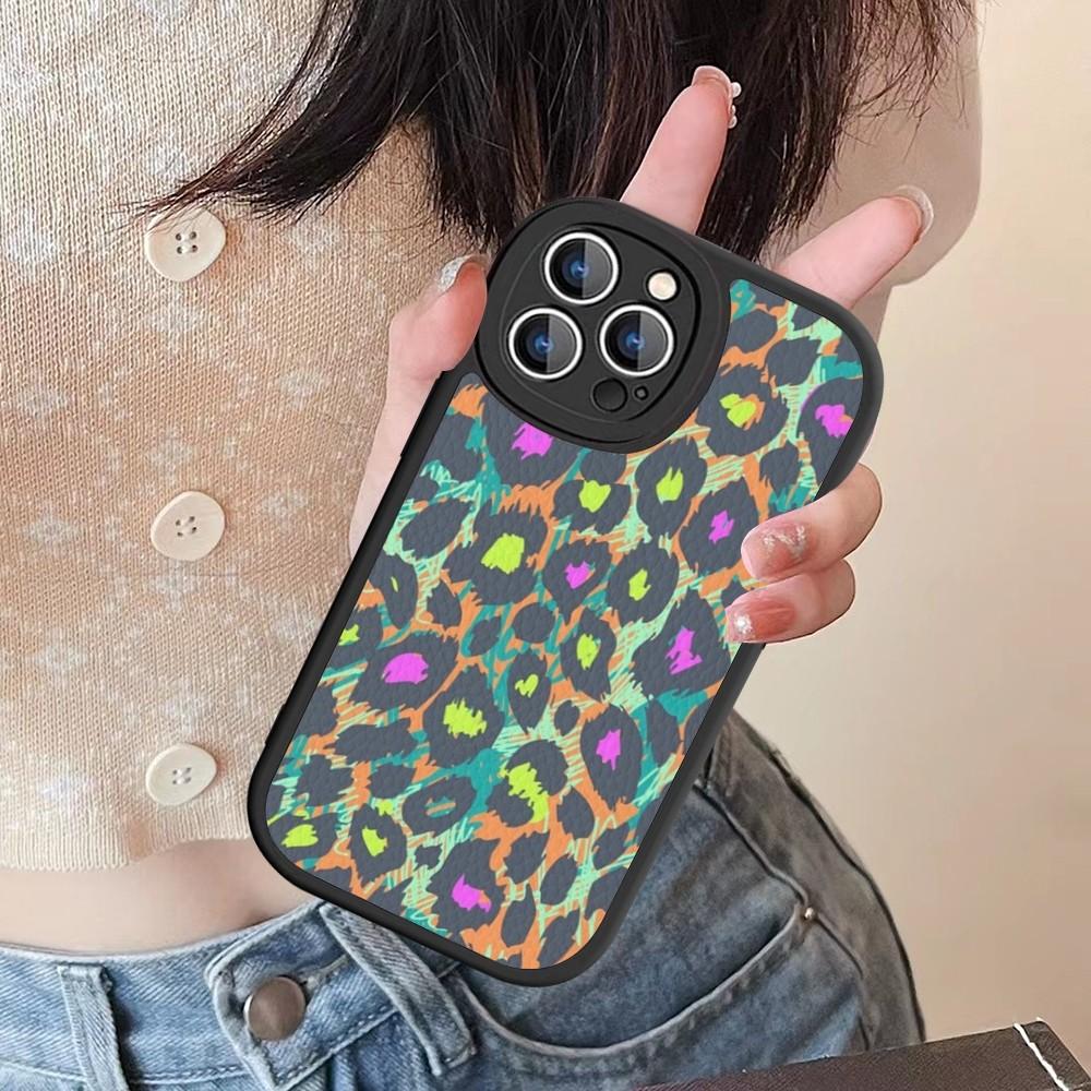 Leopard Print Phone Case Hard Leather For IPhone 16 15 14 13 12 Mini 11 14 Pro Max Xs X Xr 7 8 Plus Fundas