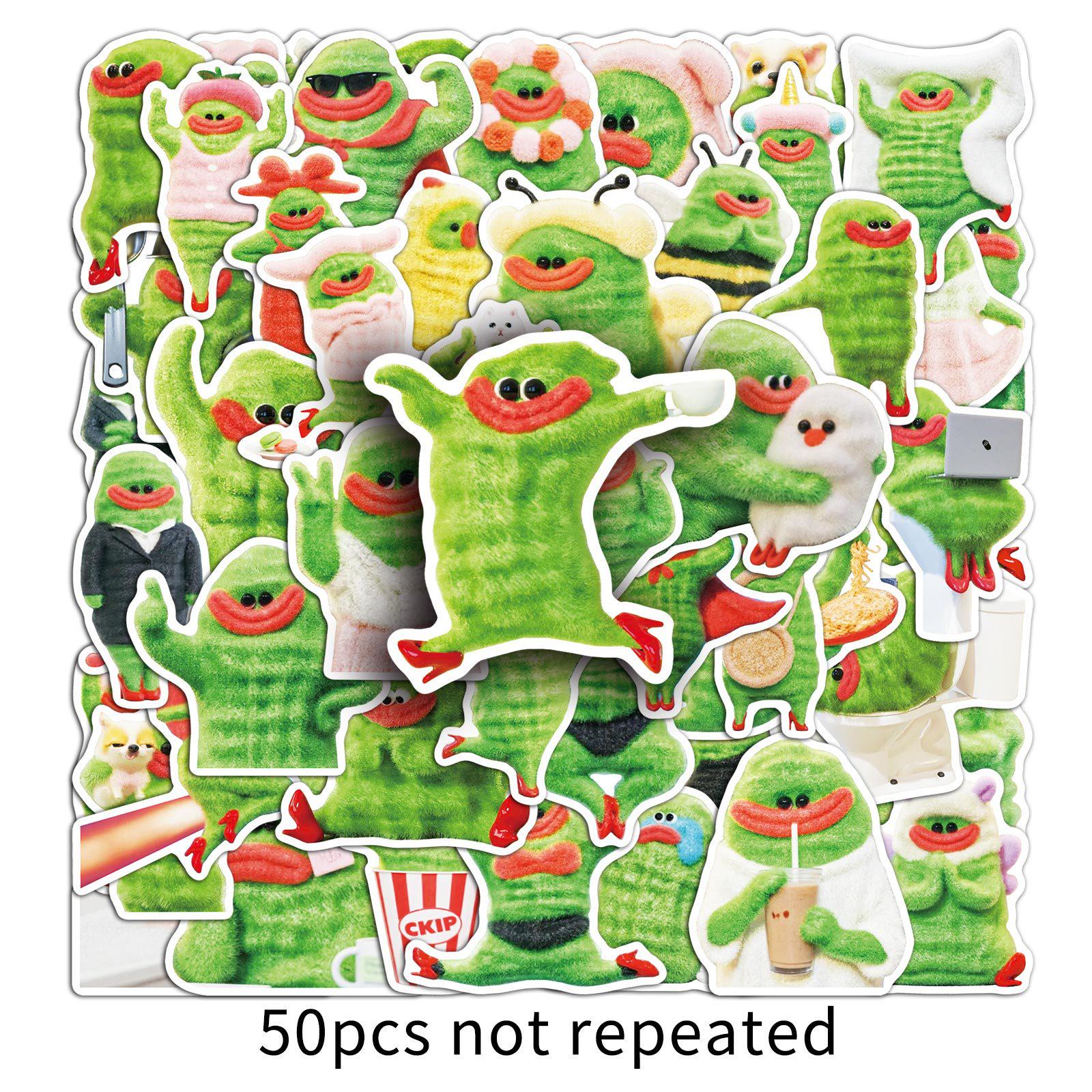 50PCS Quirky Bitter Melon Emoji Stickers: Creative, Funny, Waterproof Decor for Water Bottles & Notebooks