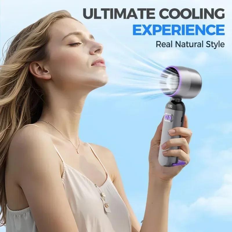 Turbo Fan Portable Handheld Fan 5 Gear Wind Battery Operated Personal Fans for Concerts Cruise Makeup for Outdoor Activities