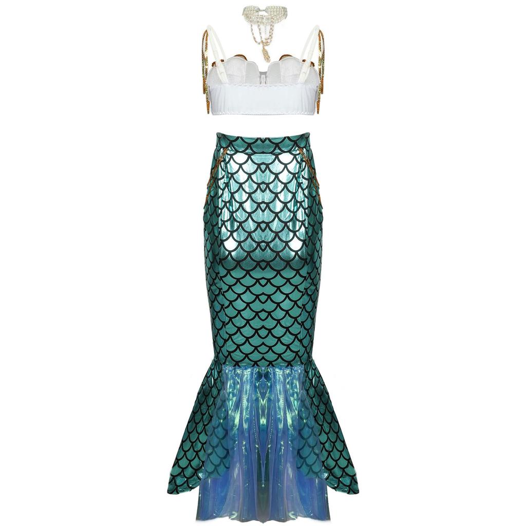 S-XXL Halloween Mermaid Costume Cosplay Clothes, Nightclub Sexy Hip-wrapped Female Fish Princess Dress