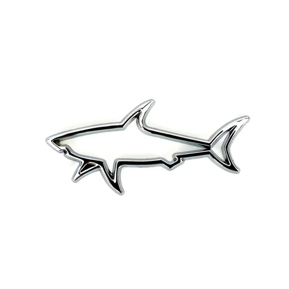 1Pcs 3D Metal Hollow Fish Shark Emblem Badge Decals for Car Motorcycle Computer Decals Car Styling Sticker Car Accessories