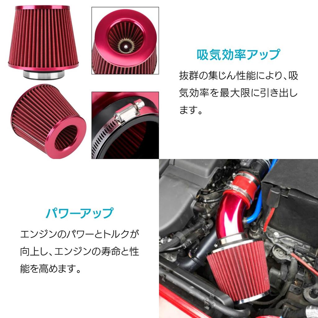 ENN LLC Universal 76mm Air Filter Mushroom Shape Adjustable Air Filter for Cars (Black)