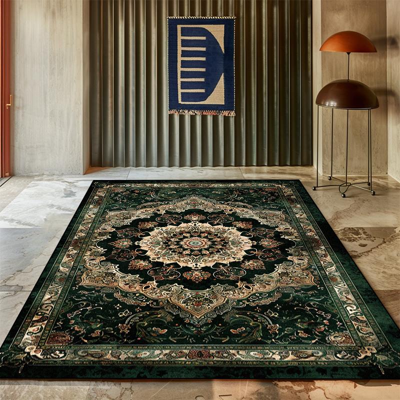 Persischer Teppich für Wohnzimmer Klassische Heimdekoration Luxusteppich Rutschfest Schlafzimmerdekoration Arbeitszimmermatte Waschbar Couchtischteppich