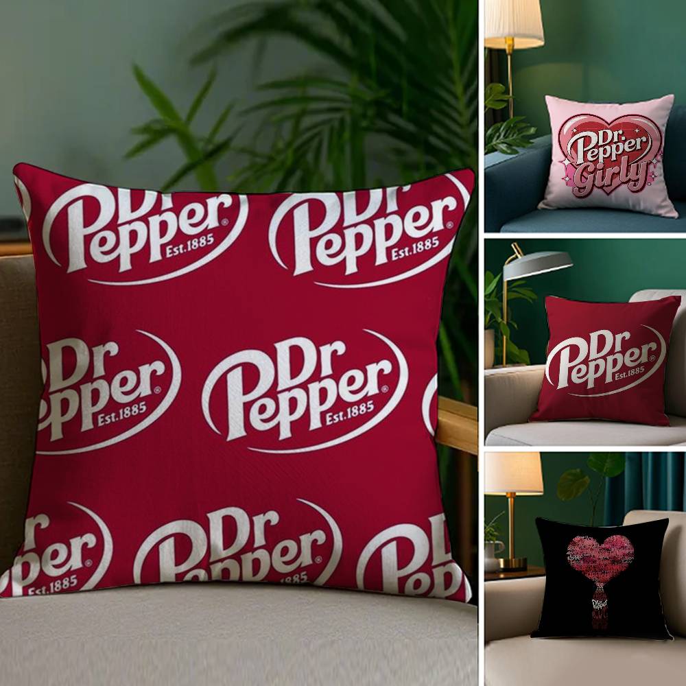 Cherry Drink D-Dr-P-Pepper Pillow Case Plush Fabric Soft Double Sided Print Home Sofa High Quality Cushion Cover Throw