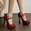 Fashion Street Style Platform Extreme High Heels Buckle Strap Women Pumps Sexy Design Leopard Print Banquet Shoes BIG Size 45