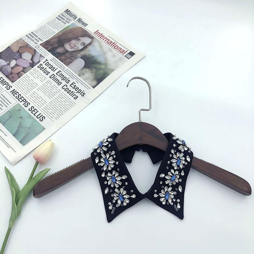 Handmade Women's Accessory Removable Fake Collar with Rhinestone & Beaded Applique Detachable Shirt Choker Fabric Material