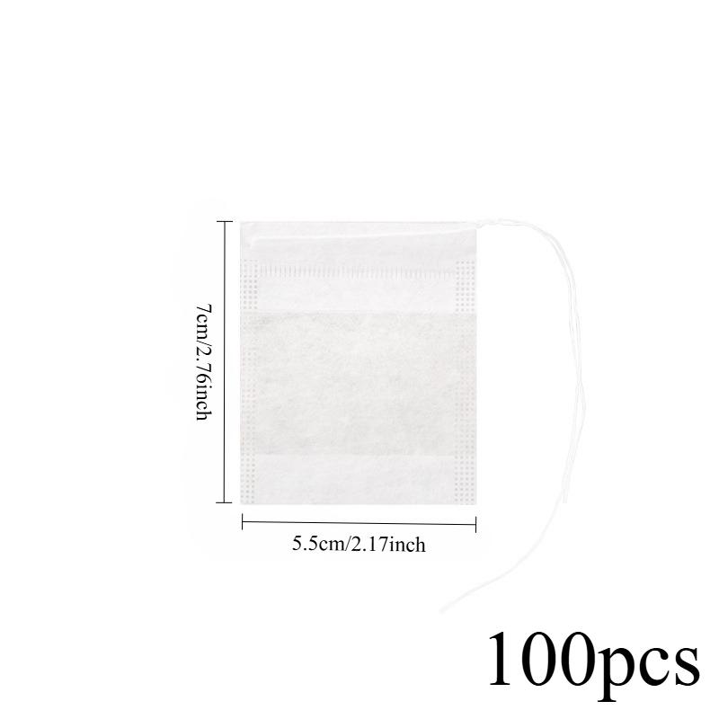 100pcs Disposable Tea Bags with Drawstring, Infusion for Herbal Tea, Coffee and Medicinal Use, for Home, Restaurants and Cafes