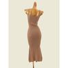 Bajia Style Maze Square Collar Slim Fit Sheath Long Dress Summer Pure Desire Slimming Sexy Knitted Dress