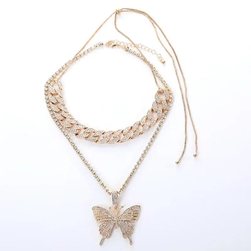 Statement Schmetterling Tennisketten Halskette Choker für Damen Kristall Strassstein Anhänger Halskette Schmuck Weihnachtsgeschenk