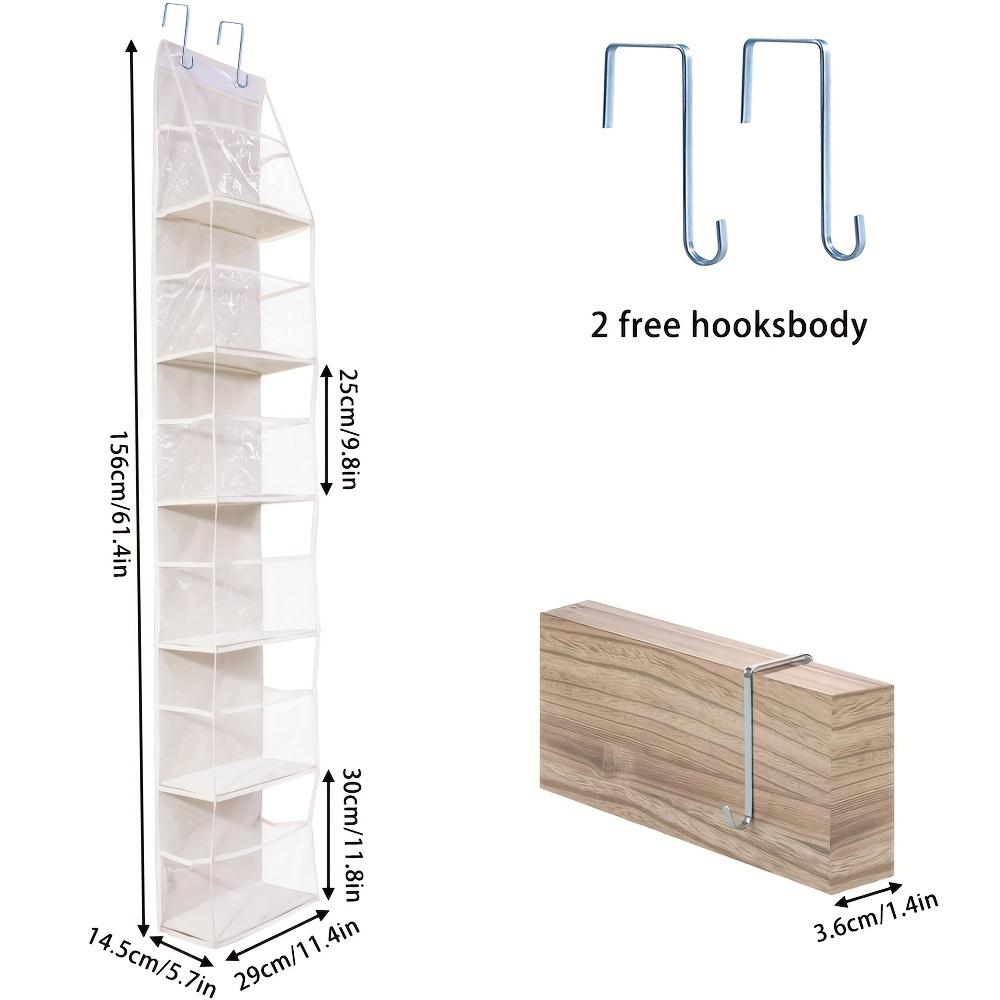 6-Shelf Over-the-Door Hanging Organizer with Clear Window, Polyester, Unfinished, Large-Capacity Storage for Teens and Adults