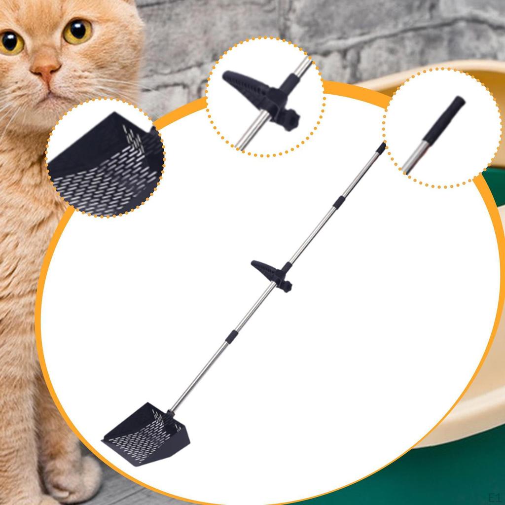 Chicken Poop er Sifting Spade Adjustable Length Mesh Sieve Coop Cat Litter for Stable Farm