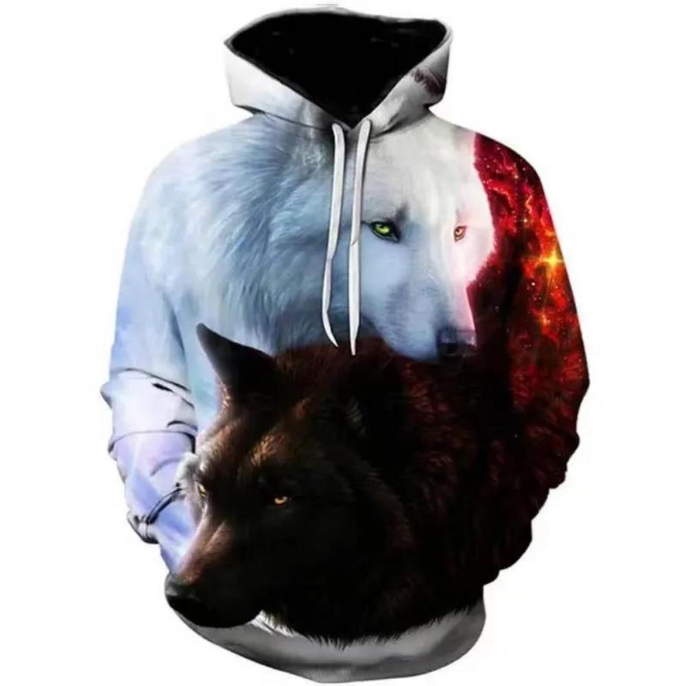 

Autumn Fashion New Lover Wolf Men s Hoodie 3D Pattern Loose Fall Sweatshirt Street Funny Brand M