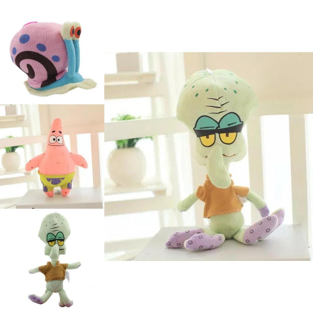 Cute Short Plush Cartoon Octopus Crab Starfish Snail Spongebob Series Toy Set