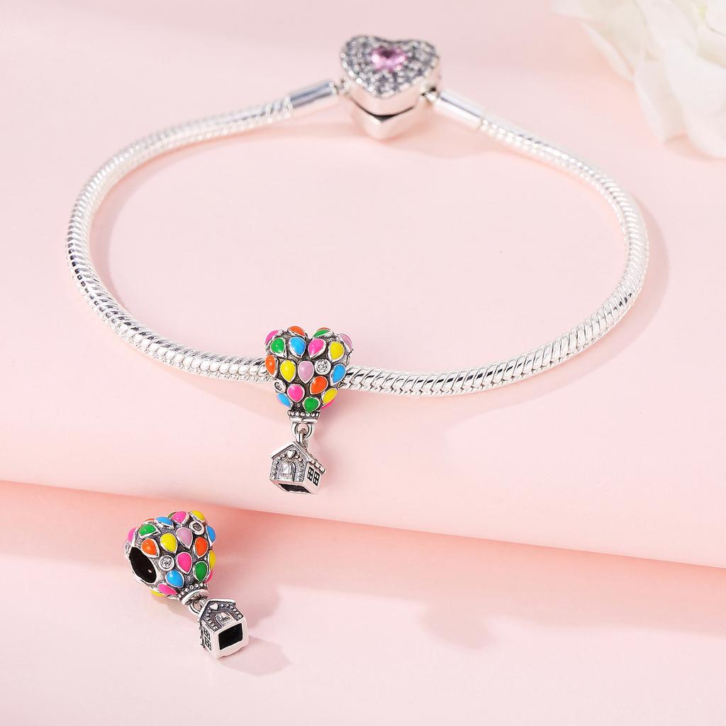 Bead Charms copper Charm Bead Charms Authentic Heart Colorful Hot Air Balloon Pendant Bead Charms Compatible With Bracelets Jewellery Diy Women Fine G