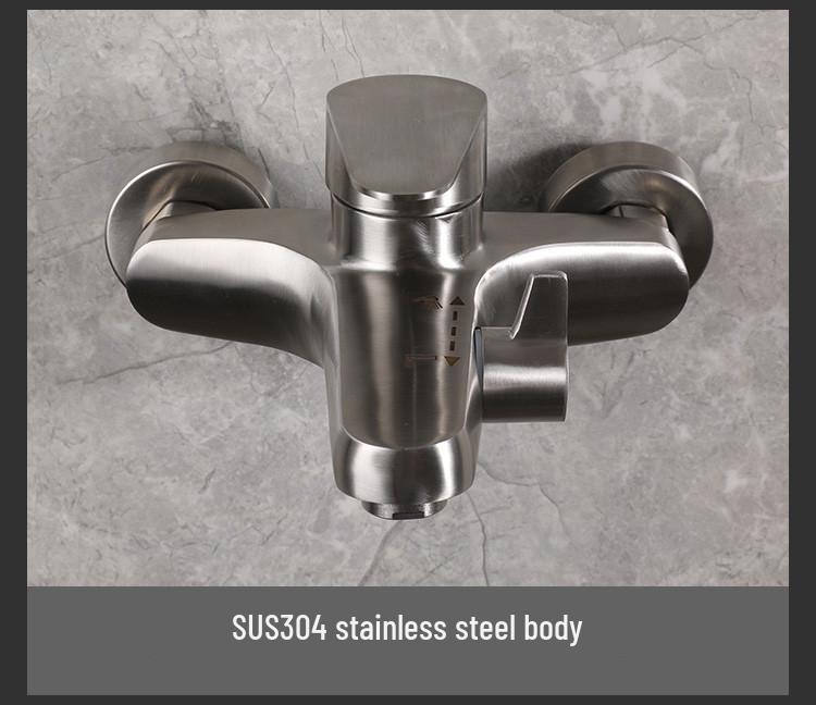 304 Stainless Steel Wall-Mounted Bathroom Shower Faucet with Hot & Cold Mixer Valve, Concealed Installation and Three-Hole Design