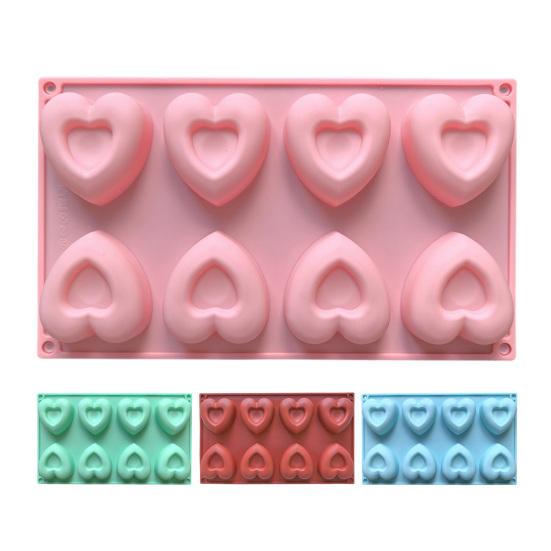 Heart Shape Silicone Mold 8-Cavity Chocolate Cake Soap Candles Mold Flexible Easy Release Baking Mold Kitchen Home Bakery Restaurant Cooking Tools